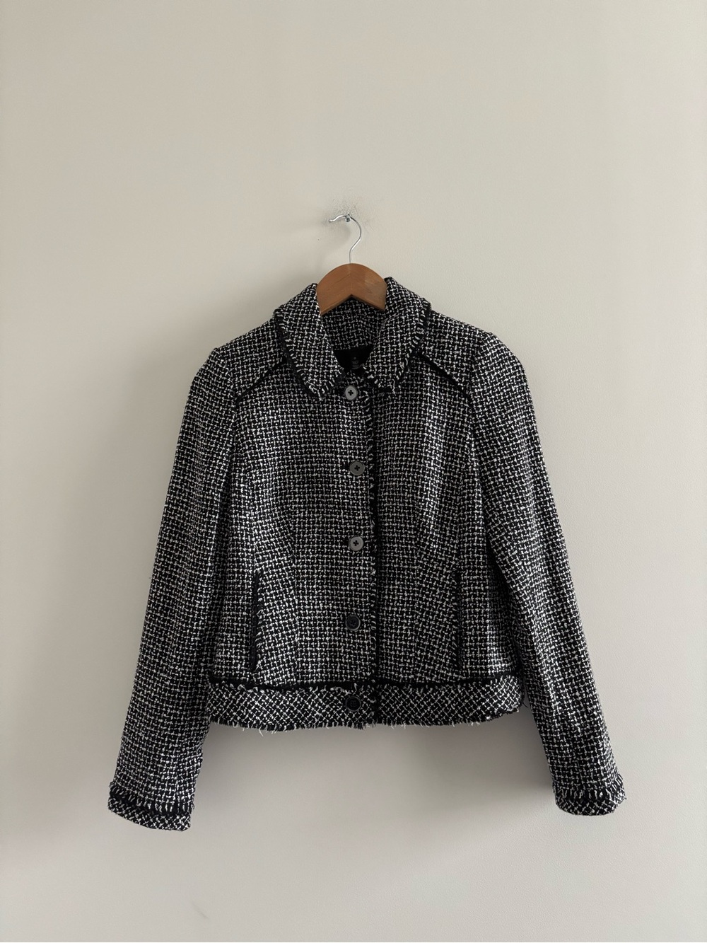 White House Black Market Tweed Blazer Jacket Womens 0 Office Classic Preppy